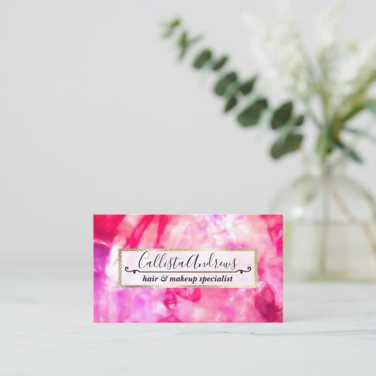 Künstlerischer Abstrakter Sommerneon Rosa Lila Gef Visitenkarte (Stehend Vorderseite)