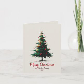 Künstlerischer Aquarell-Abstrakter-Christbaum Feiertagskarte