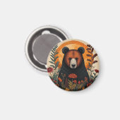 Künstlerischer Bär unter lebendigen botanischen Bl Magnet (Vorderseite/Rückseite)