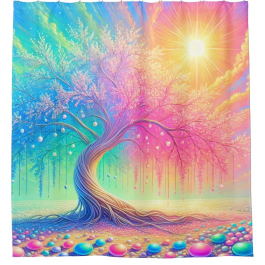 Künstlerischer Baum Duschvorhang (Vorderseite)