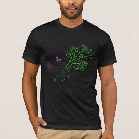 Künstlerischer Baum und Vögel T-Shirt (Vorderseite)