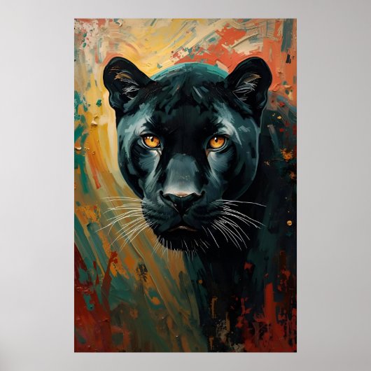 Künstlerischer Black Panther – Lebendige Ölgemälde Poster (Vorne)