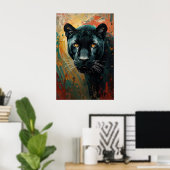 Künstlerischer Black Panther – Lebendige Ölgemälde Poster (Heimbüro)