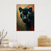 Künstlerischer Black Panther – Lebendige Ölgemälde Poster (Küche)