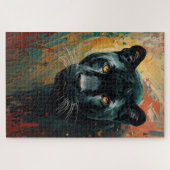 Künstlerischer Black Panther – Lebendige Ölgemälde Puzzle (Horizontal)
