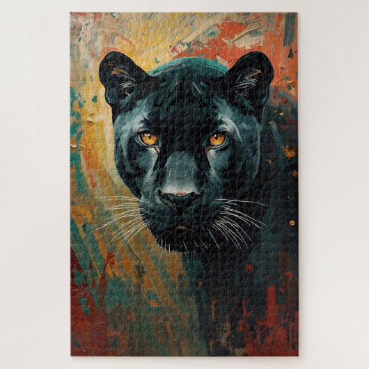 Künstlerischer Black Panther – Lebendige Ölgemälde Puzzle (Vertikal)