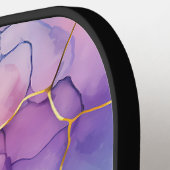 Künstlerischer Blassrosenkranz Alkohol und Tinte M Pickleball Schläger (Linke Seite)