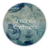 Künstlerischer, blauer Sand, grüner Küstenstrich Keramikknauf (Vorderseite)