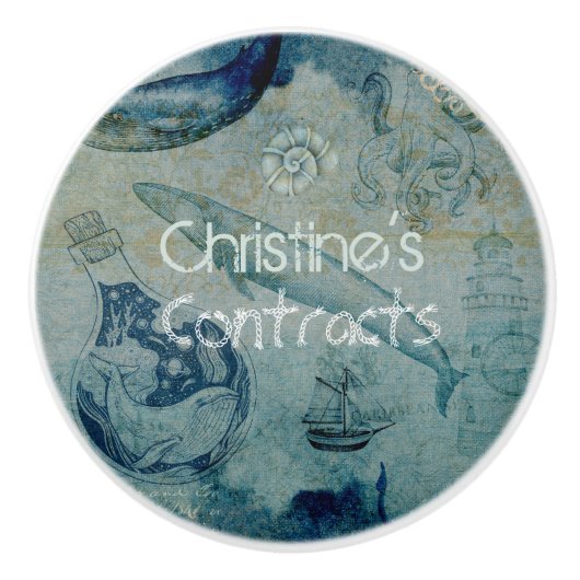 Künstlerischer, blauer Sand, grüner Küstenstrich Keramikknauf (Vorderseite)