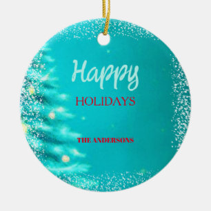 Künstlerischer blauer Weihnachtsbaum Keramik Ornament