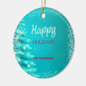 Künstlerischer blauer Weihnachtsbaum Keramik Ornament (Links)