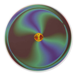 Künstlerischer blaugrüner Wavy-Swirbel mit Goldknö Keramikknauf