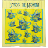 Künstlerischer Blue Coffee Cup mit wirbelnden Must Duschvorhang (Vorderseite)