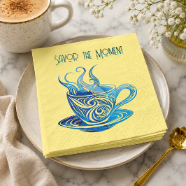 Künstlerischer Blue Coffee Cup mit wirbelnden Must Serviette