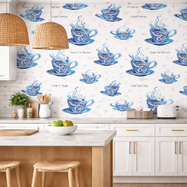 Künstlerischer Blue Coffee Cup mit wirbelnden Must Tapete