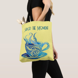 Künstlerischer Blue Coffee Cup mit wirbelnden Must Tasche