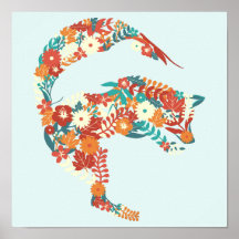Künstlerischer Blumenfox Thema Wildtierart