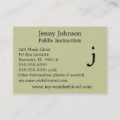 Künstlerischer Buchstabe "J" Handschrift Stil erst Visitenkarte (Rückseite)