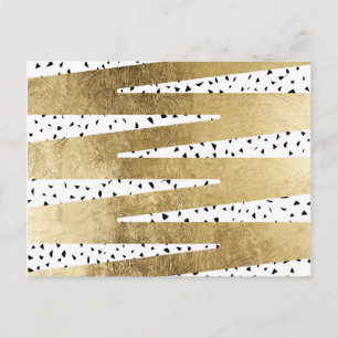 Künstlerischer Chic Gold & Black Zigzag & Abstrakt Postkarte