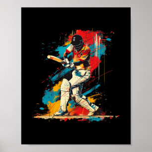Künstlerischer Cricketspieler über abstraktes Kuns Poster