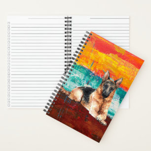 Künstlerischer Deutscher Schäferhund Abstract Chec Notizblock
