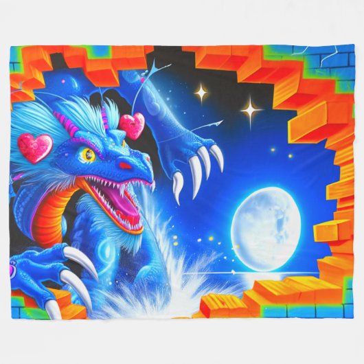 Künstlerischer Drache Fleecedecke (Vorderseite (Horizontal))