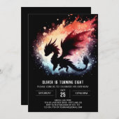 Künstlerischer Drache Geburtstag Custom Einladung (Vorne/Hinten)