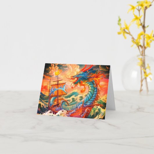 Künstlerischer Drache Karte (Gelbe Blume)