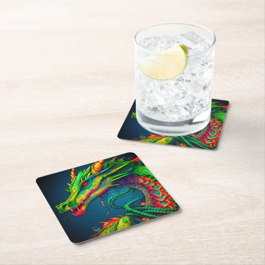 Künstlerischer Drache Rechteckiger Pappuntersetzer (Vor Ort)