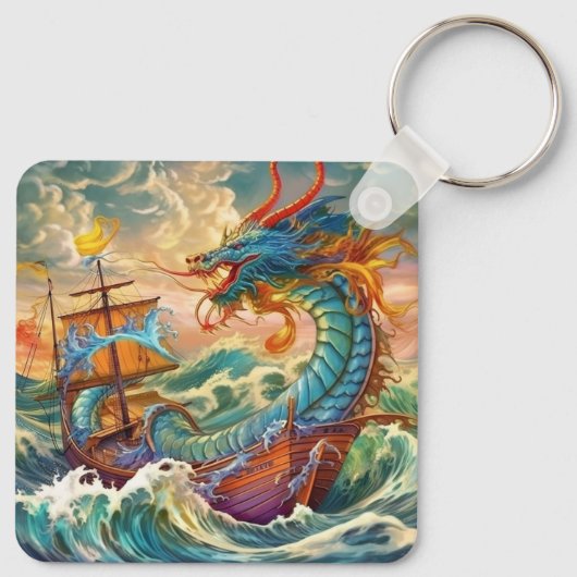 Künstlerischer Drache Schlüsselanhänger (Rückseite)