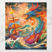 Künstlerischer Drache Weinetikett (Einzelnes Label)