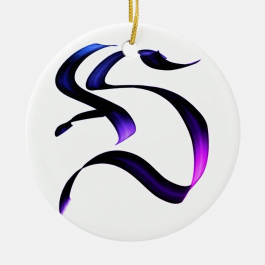 Künstlerischer Elegant Monogram Calligrafy Letter Keramik Ornament (Vorne)