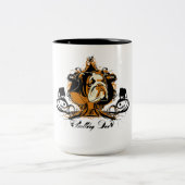 Künstlerischer englischer Bulldoggen-Zucht-Entwurf Zweifarbige Tasse (Mittel)