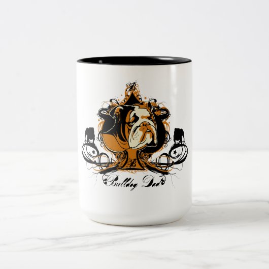 Künstlerischer englischer Bulldoggen-Zucht-Entwurf Zweifarbige Tasse (Mittel)