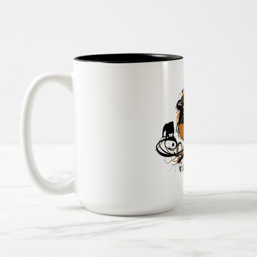 Künstlerischer englischer Bulldoggen-Zucht-Entwurf Zweifarbige Tasse (Links)