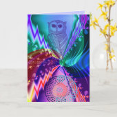 Künstlerischer Eule-Geburtstext Karte (Gelbe Blume)