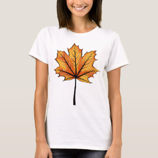 Künstlerischer Fall Leaf in Gelb und Blau T-Shirt