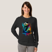 Künstlerischer farbenfroher Pop bemalter Panda T-Shirt (Vorne ganz)