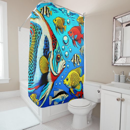 Künstlerischer Fisch Duschvorhang (Beispiel)