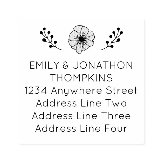 Künstlerischer Floral Leaf Rücksendename Anschrift Gummistempel (Prägung)