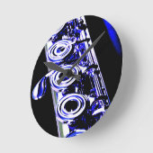Künstlerischer Flute Silver Metal Schöner Spaß Runde Wanduhr (Winkel)