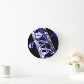 Künstlerischer Flute Silver Metal Schöner Spaß Runde Wanduhr (Zuhause)