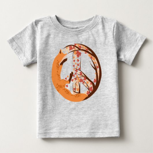 Künstlerischer Fox-Frieden Zeichen Herbst Blätter  Baby T-shirt (Vorderseite)