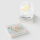 Künstlerischer französischer Stil Vintag Ephemera  Steinuntersetzer (Seitenansicht)