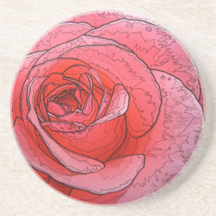 Künstlerischer FriedensRosen-Sandstein-Untersetze Sandstein Untersetzer