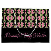 Künstlerischer Gemusterter Blumendesigner Große Geschenktüte (Rückseite)