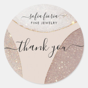 Künstlerischer Glitter-Schmuck Danke-Aufkleber Runder Aufkleber