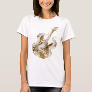 Künstlerischer Gold-GOLDEN-GUITAR-Druck T-Shirt