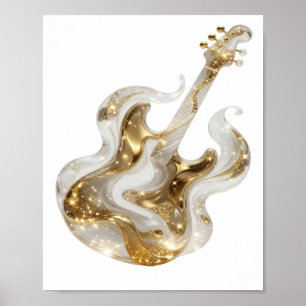 Künstlerischer Goldener Gitarre Druck Poster