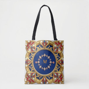 Künstlerischer goldener Ornaments im mittelalterli Tasche